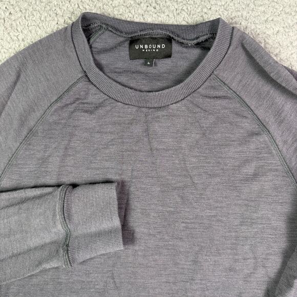 Unbound Merino Crew Sweatshirt Mens L Charcoal Gray Outdoors Performance Stretch - Picture 1 of 9